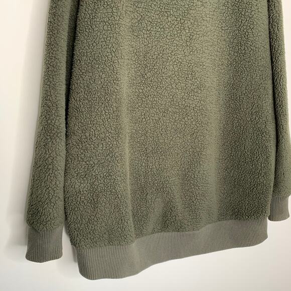 Athleta Talus Olive Green Sherpa 1/2 Zip Pullover Jacket Womens Large - Picture 3 of 16